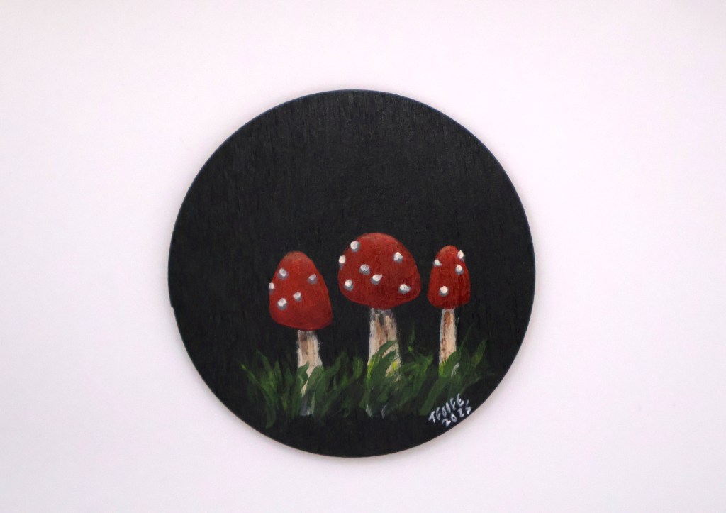 Handcrafted Wooden Mushroom Magnet - BLK1