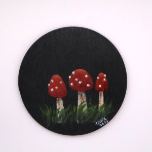 Handcrafted Wooden Mushroom Magnet - BLK1