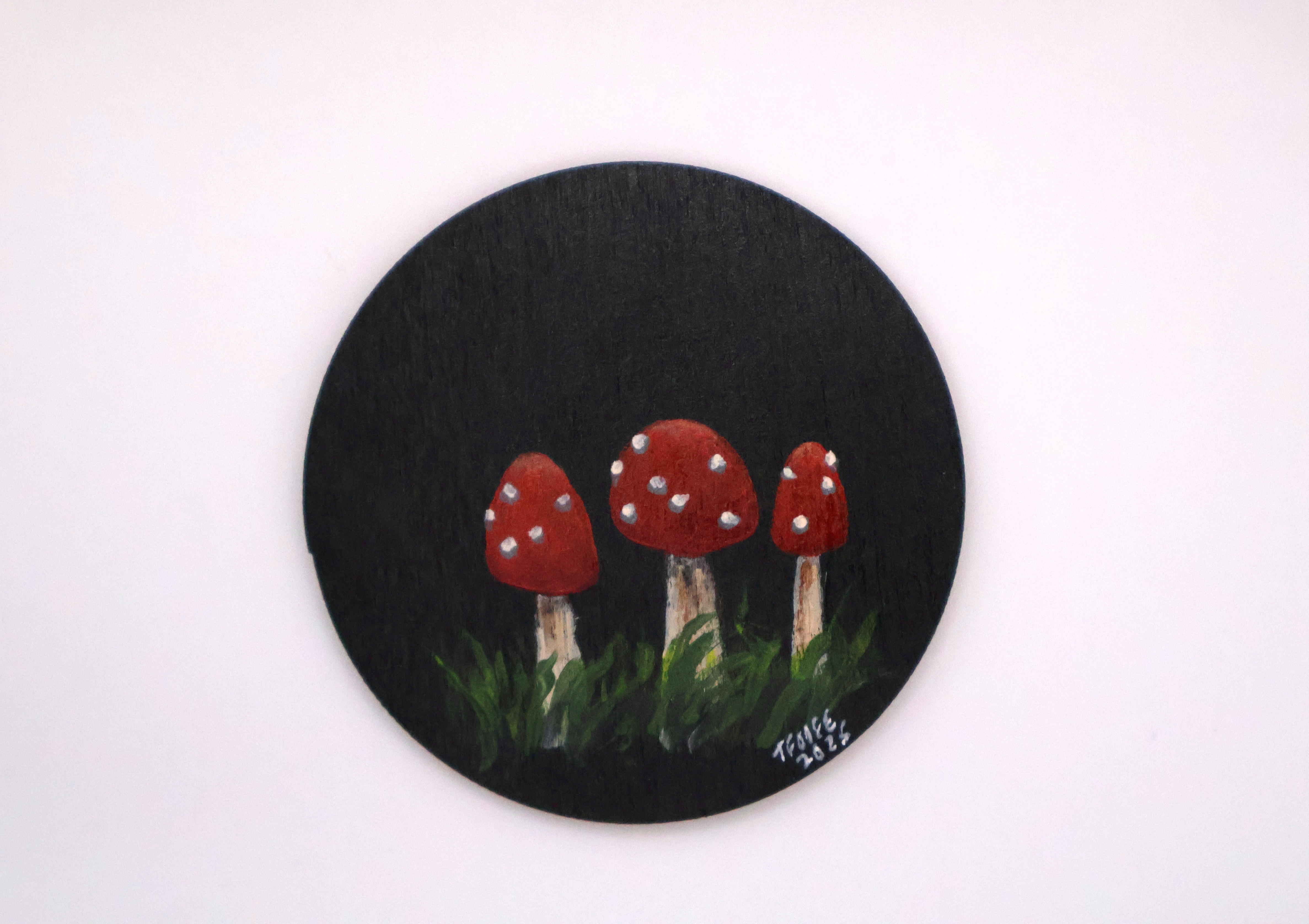 Handcrafted Wooden Mushroom Magnet - BLK1 - Image 1