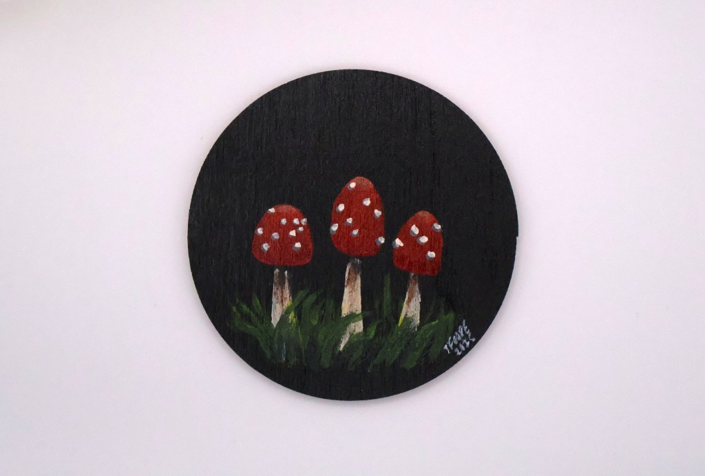 Handcrafted Wooden Mushroom Magnet - BLK3