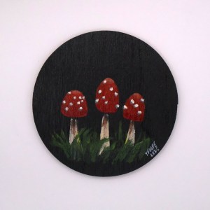 Handcrafted Wooden Mushroom Magnet - BLK3