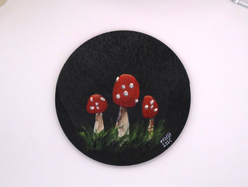 Handcrafted Wooden Mushroom Magnet - BLK2