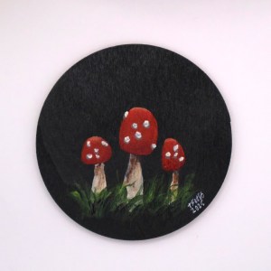Handcrafted Wooden Mushroom Magnet - BLK2