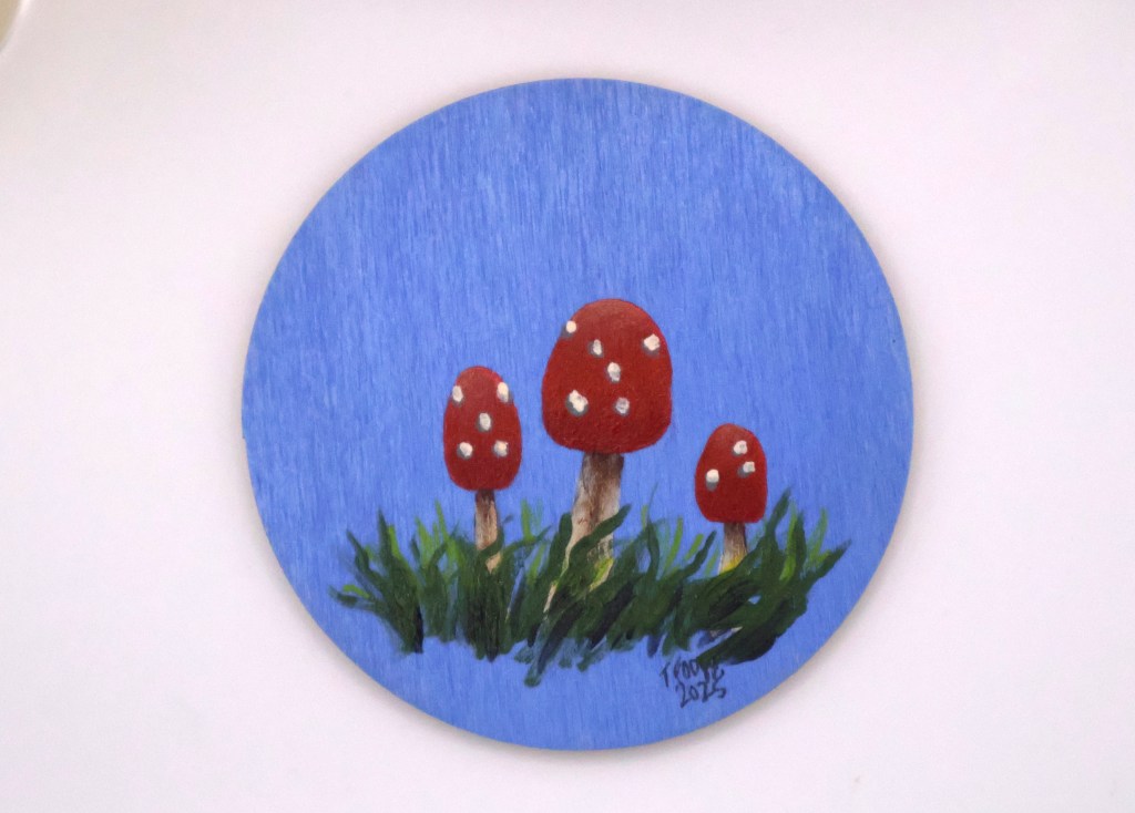 Handcrafted Wooden Mushroom Magnet - BLU2
