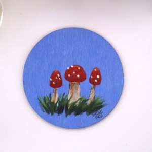 Handcrafted Wooden Mushroom Magnet - BLU1