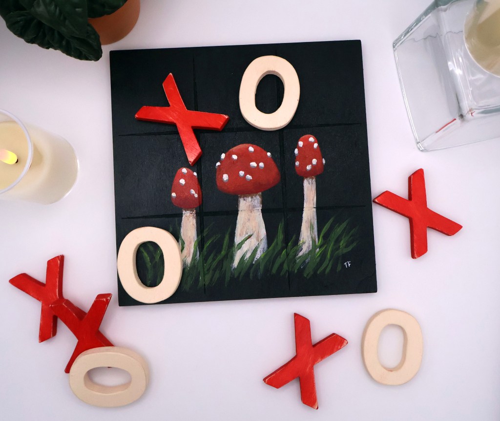 Handpainted Wooden Tic-Tac-Toe Board - RW