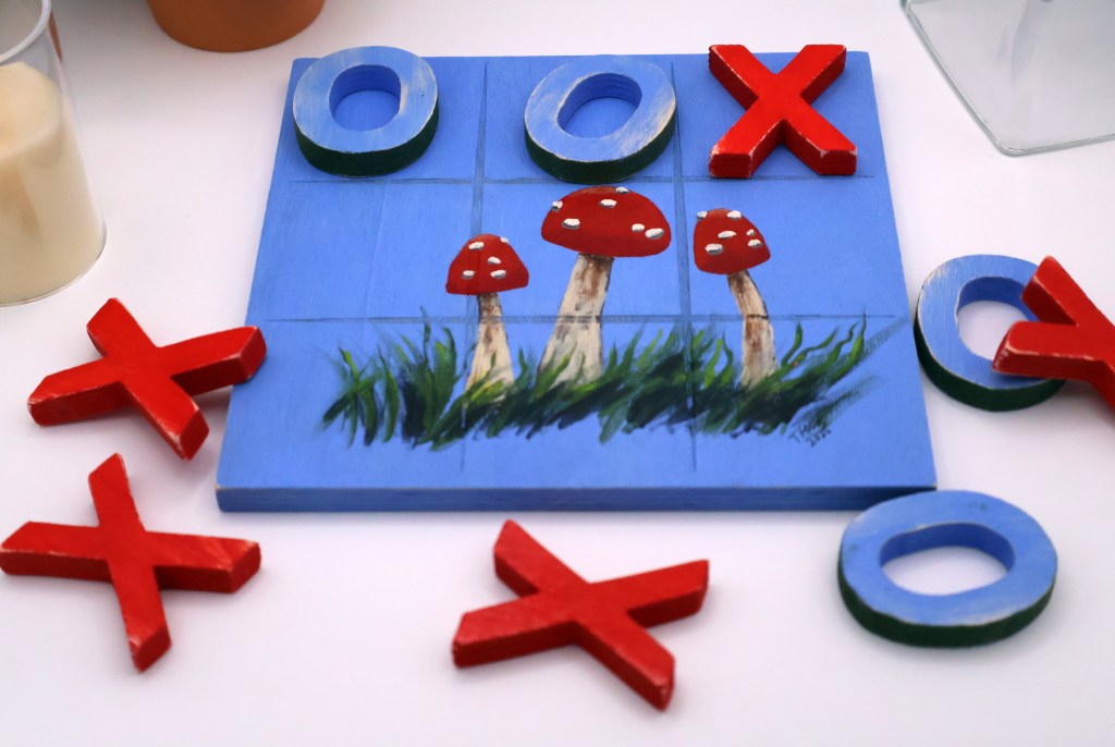 Handpainted Wooden Tic-Tac-Toe Board - RB