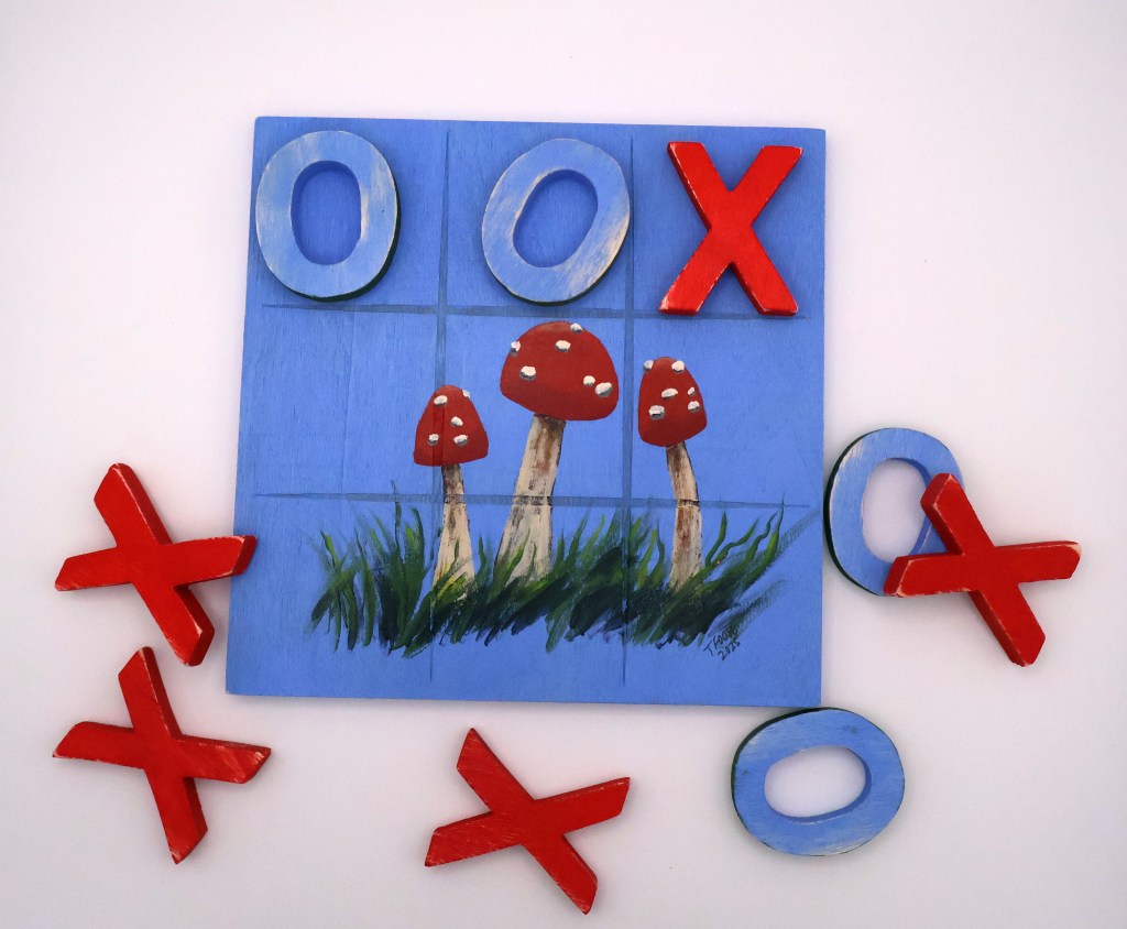 Handpainted Wooden Tic-Tac-Toe Board - RB