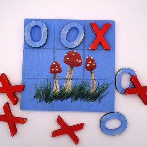 Handpainted Wooden Tic-Tac-Toe Board - RB - Image 2
