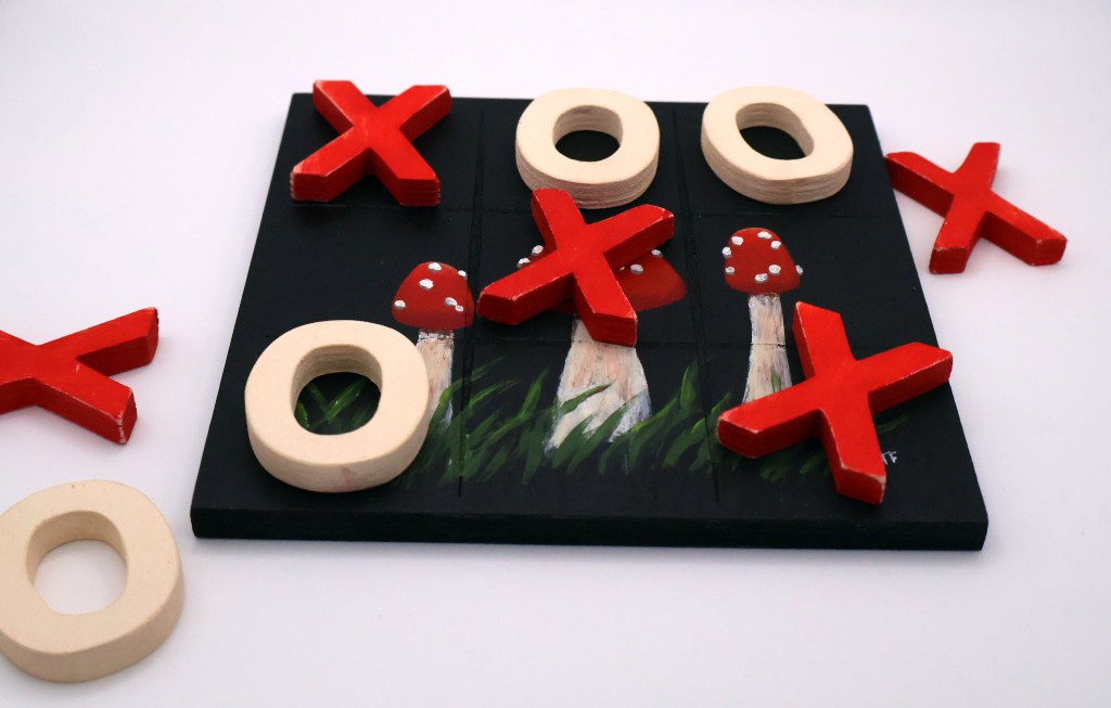 Handpainted Wooden Tic-Tac-Toe Board - RW