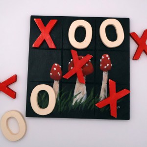 Handpainted Wooden Tic-Tac-Toe Board - RW - Image 2