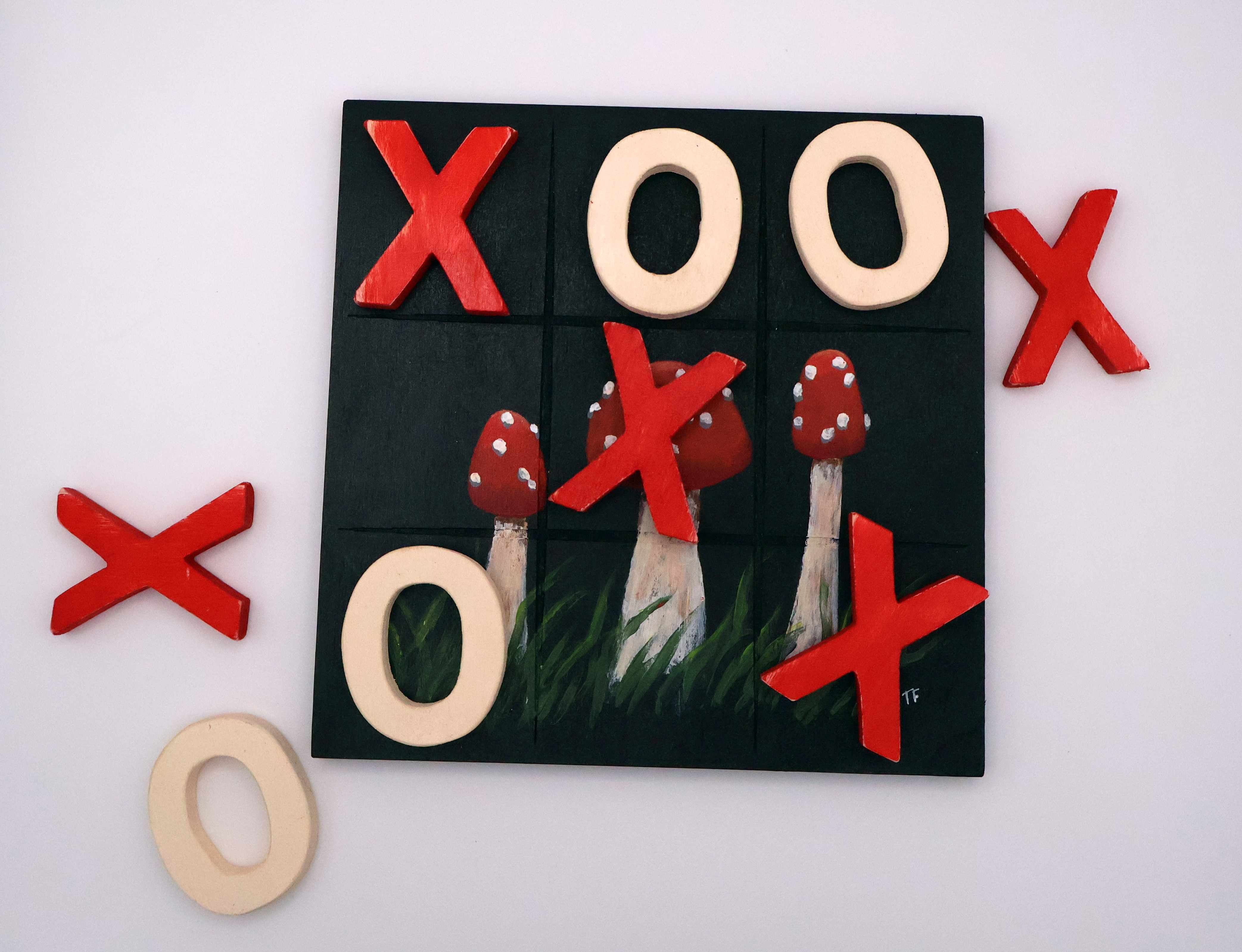 Handpainted Wooden Tic-Tac-Toe Board - RW - Image 2