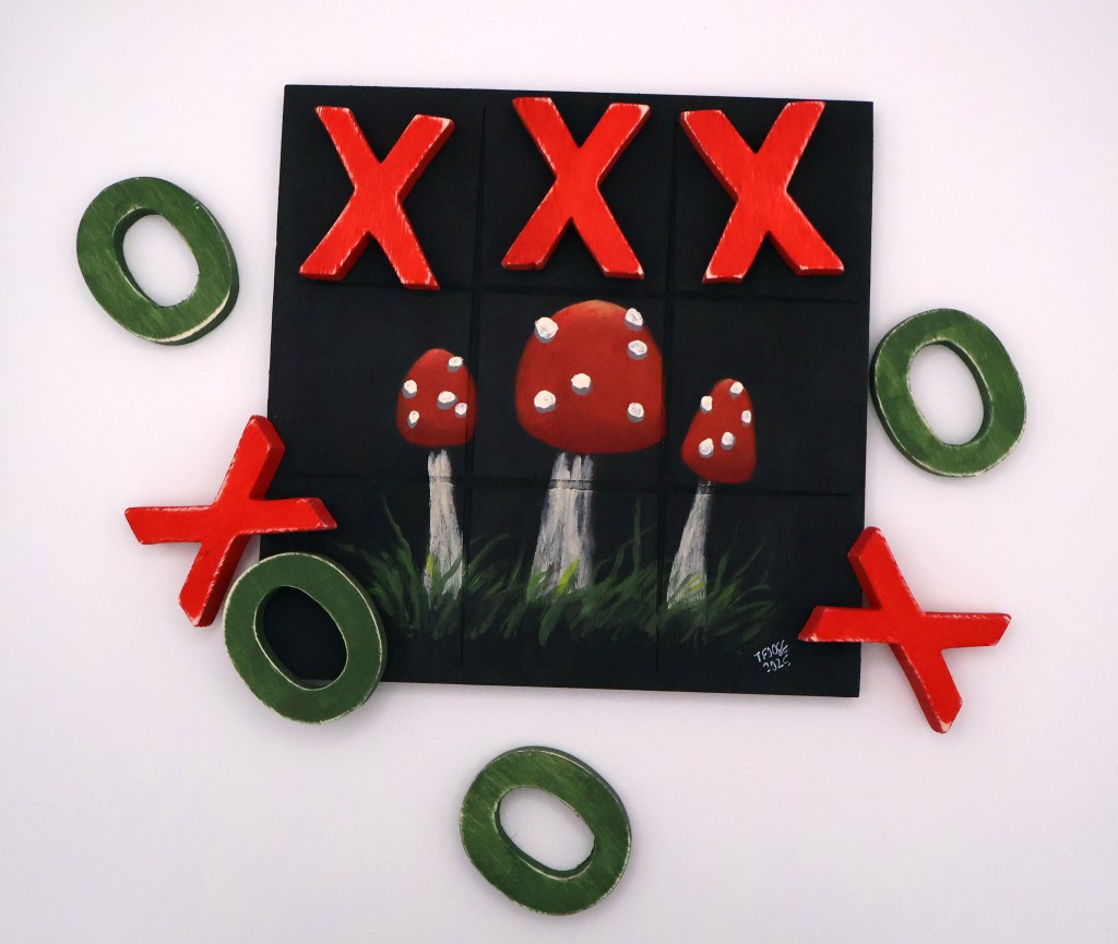 Handpainted Wooden Tic-Tac-Toe Board - RG