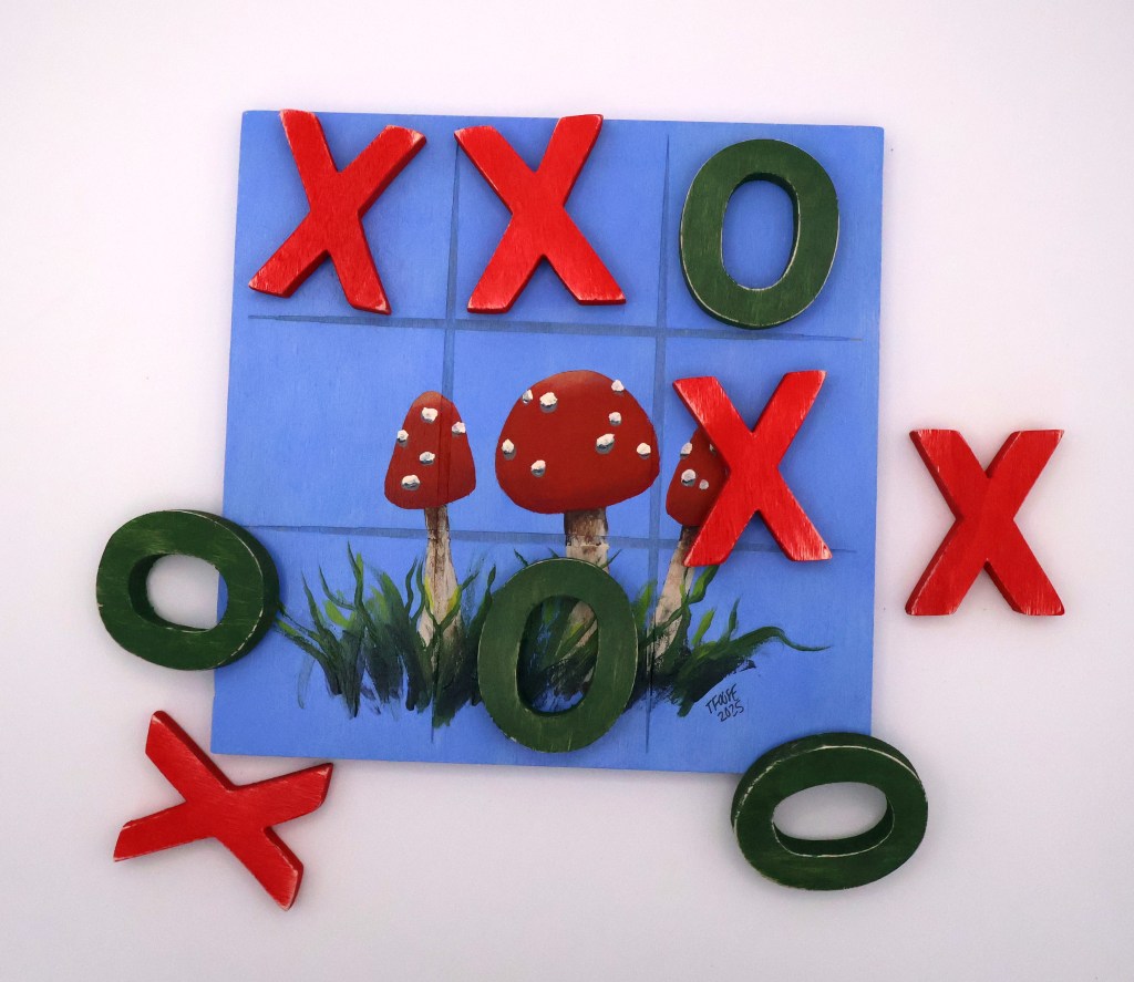 Handpainted Wooden Tic-Tac-Toe Board - BG
