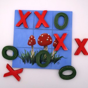 Handpainted Wooden Tic-Tac-Toe Board - BG - Image 1