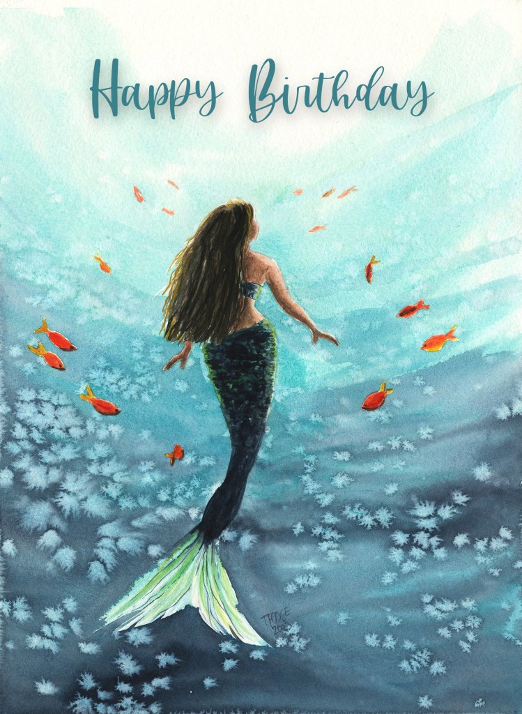 Mermaid with Fish Greeting Card