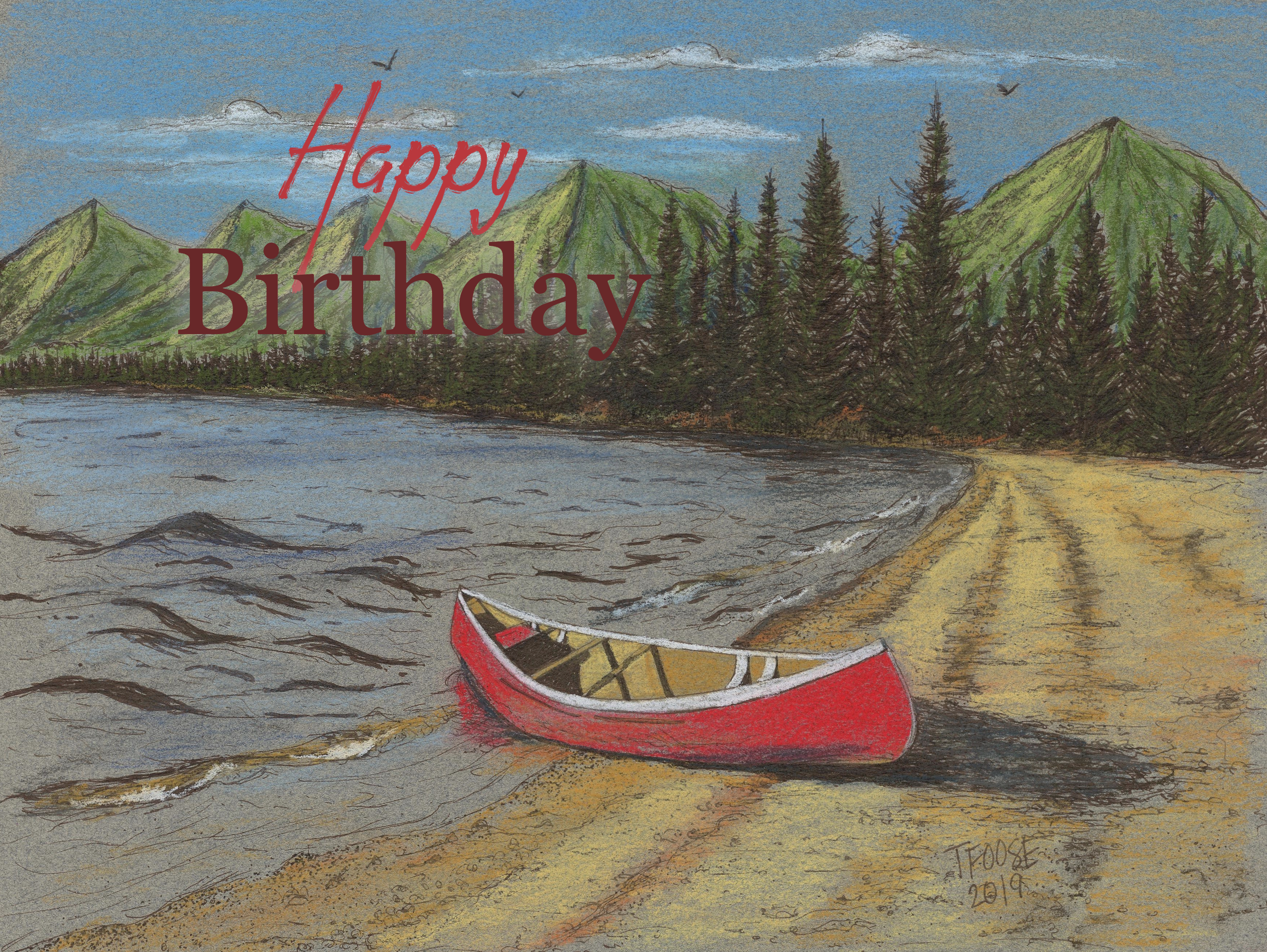 Mountain Lake with Pastel Greeting Card - Image 3