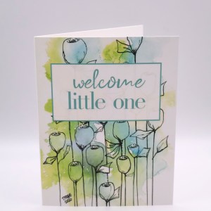 Green and Blue Roses Greeting Card - Image 1