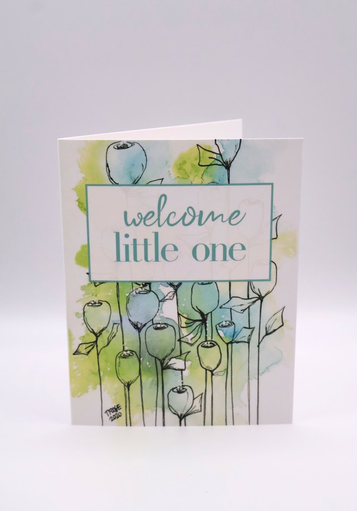 Green and Blue Roses Greeting Card